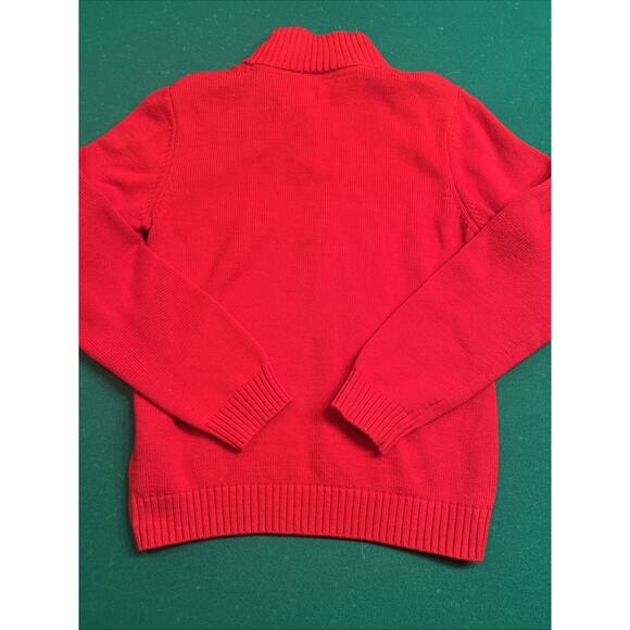 Vintage Ralph Lauren Hand Knit Button Neck Sweater Red Nordic Snowflake - Picture 3 of 5